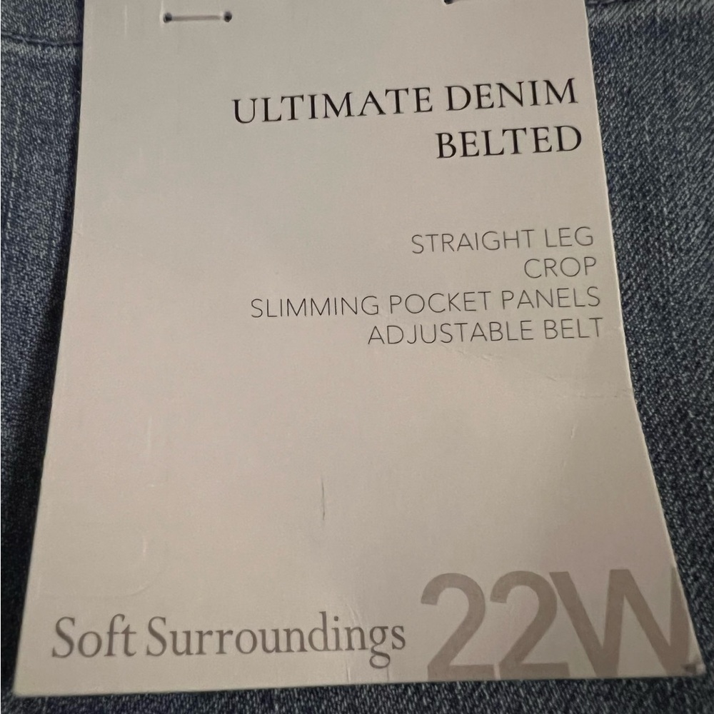 Soft Surroundings Ultimate Denim Belted Jeans Straight Leg Crop NWT Size 22W - Picture 6 of 13